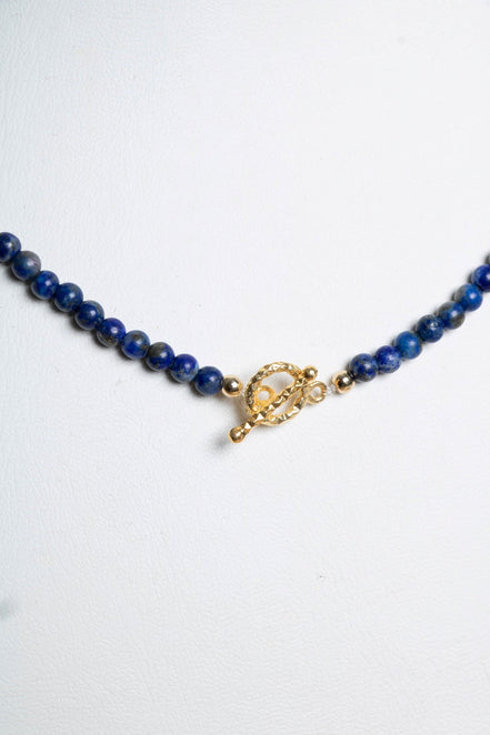 Lapis Lazuli Doğal Taş Kolye – Gümüş Kapamalı, Unisex Şık Tasarım