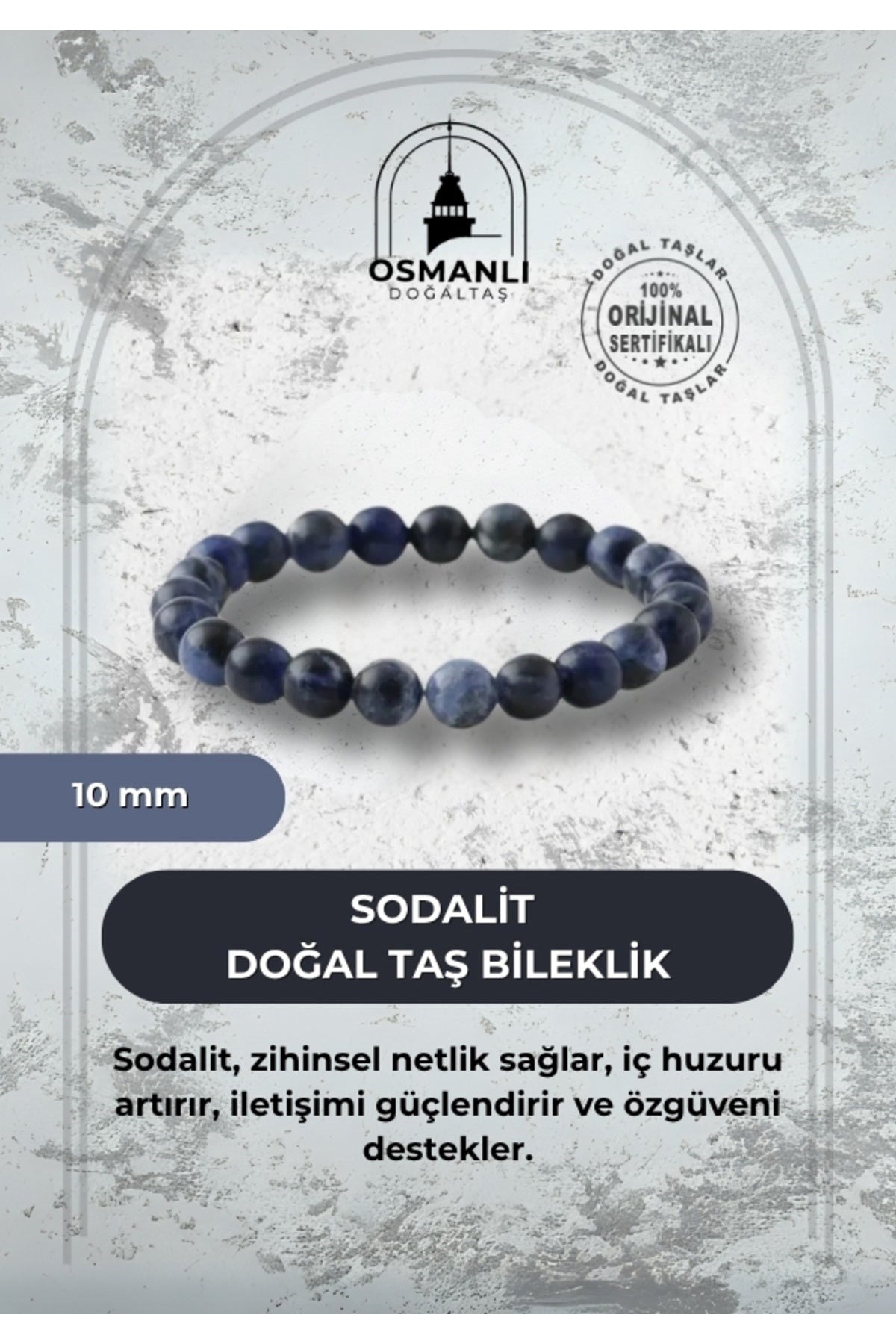 Sodalit 10mm Doğal Taş Bileklik