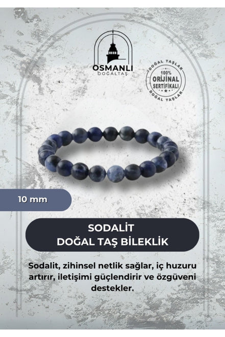Sodalit 10mm Doğal Taş Bileklik