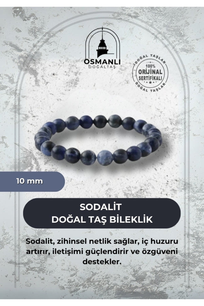 Sodalit 10mm Doğal Taş Bileklik