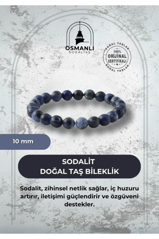 Sodalit 10mm Doğal Taş Bileklik
