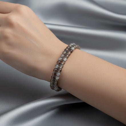 Botswana Akiği 3-4 mm Çift Sıra Doğal Taş Bileklik – Unisex El İşçiliği