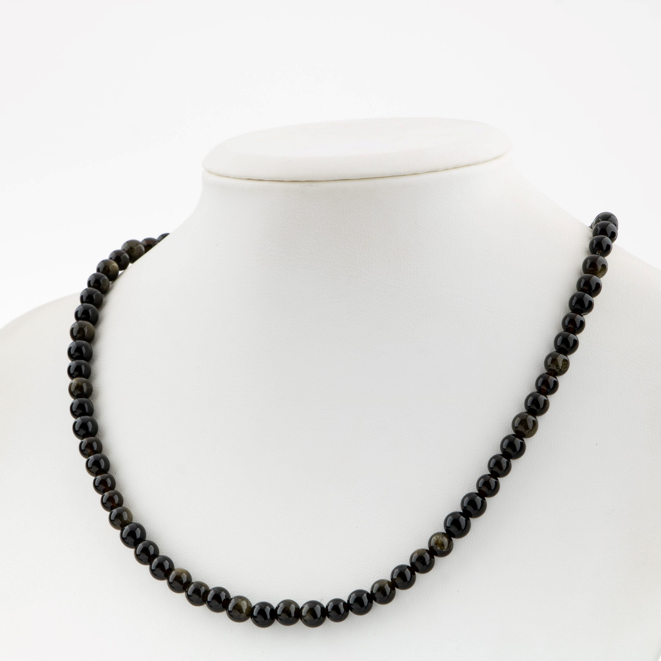 Obsidyen Doğal Taş Kolye – 6 mm Dizi, Unisex Tasarım