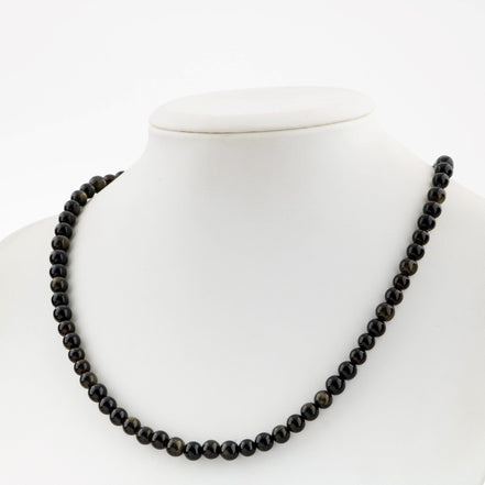 Obsidyen Doğal Taş Kolye – 6 mm Dizi, Unisex Tasarım
