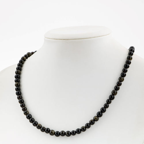 Obsidyen Doğal Taş Kolye – 6 mm Dizi, Unisex Tasarım