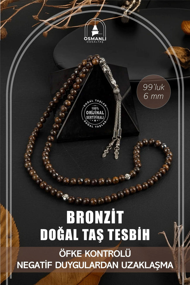 Bronzit Doğal Taş Tesbih 99luk - 6mm