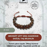 Bronzit 8mm Çift Sıra Makrome Doğal Taş Bileklik