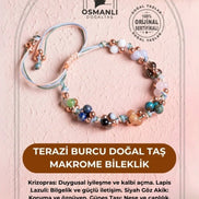 Terazi Burcu Doğal Taş Makrome Bileklik