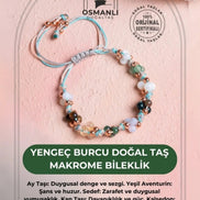 Doğal Taş Makrome Bileklik-Yengeç Burcu