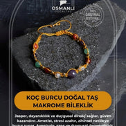 Doğal Taş Makrome Bileklik-Koç Burcu