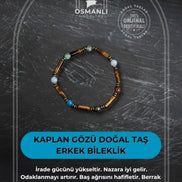 Kaplan Gözü ve Doğal Taş Terazi Burcu Erkek Bileklik
