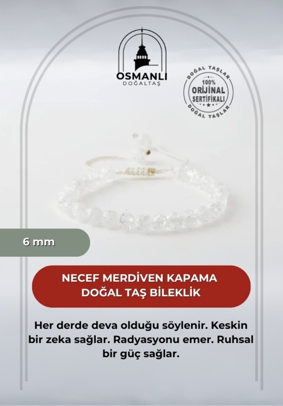 Necef 6mm Merdiven Kapama Doğal Taş Bileklik