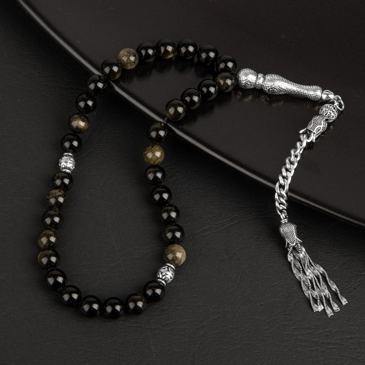 Golden Obsidyen Doğal Taş Tesbih – 33’lük / 8 mm