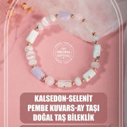 Kalsedon-Selenit-Pembe Kuvars-Ay Taşı Doğal Taş Bileklik