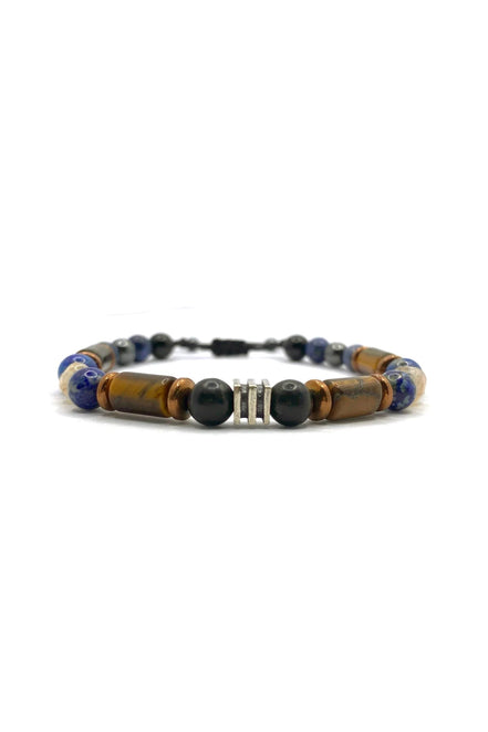 Erkek Başarı Kariyer Cesaret Bilekliği Shungite (Şungit) - Sodalit - Hematit - Lapis - Dumortierit - Kaplan Gözü - Sitrin