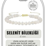 Selenit 6mm Merdiven Kapama Doğal Taş Bileklik