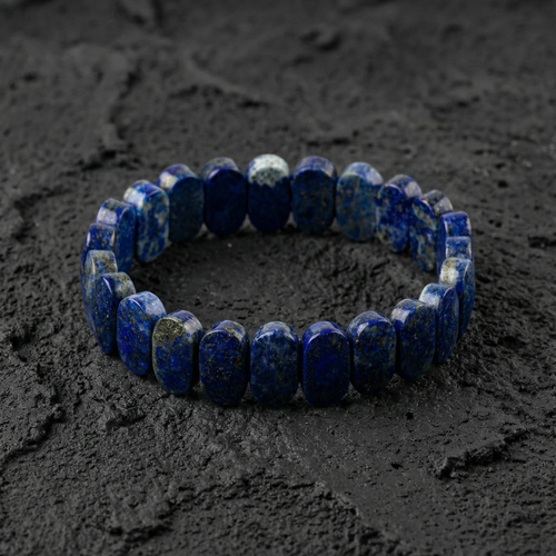 Lapis Lazuli Doğal Taş Geniş Kesim Bileklik (Rolex Stil)