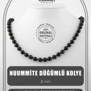 Nuummite 8 mm Düğümlü Doğal Taş Kolye