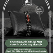 Siyah Göz Akik-Kırmızı Akik-Hematit Doğal Taş Bileklik