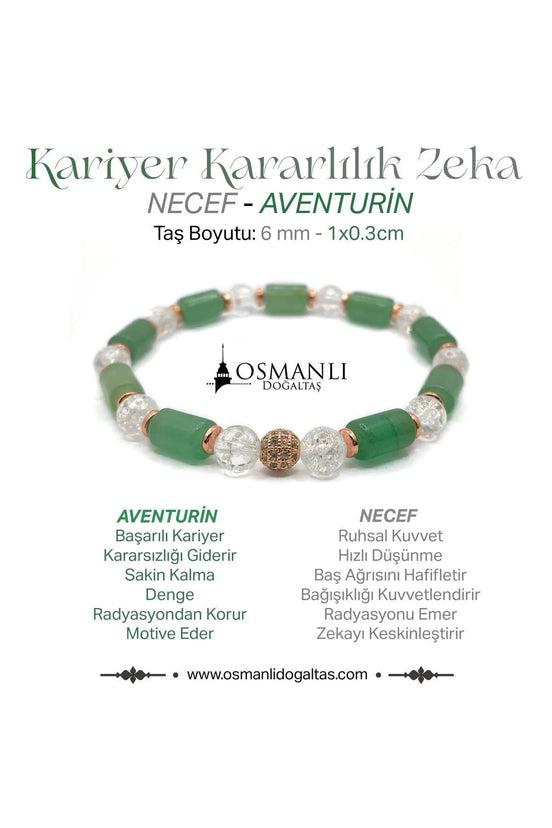 Hakiki Orijinal Aventurin - 6mm Necef - Hematit Doğal Taş Misinalı Bileklik