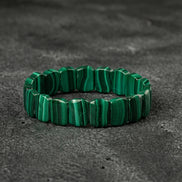 Malakit Doğal Taş Geniş Kesim Bileklik (Rolex Stil)