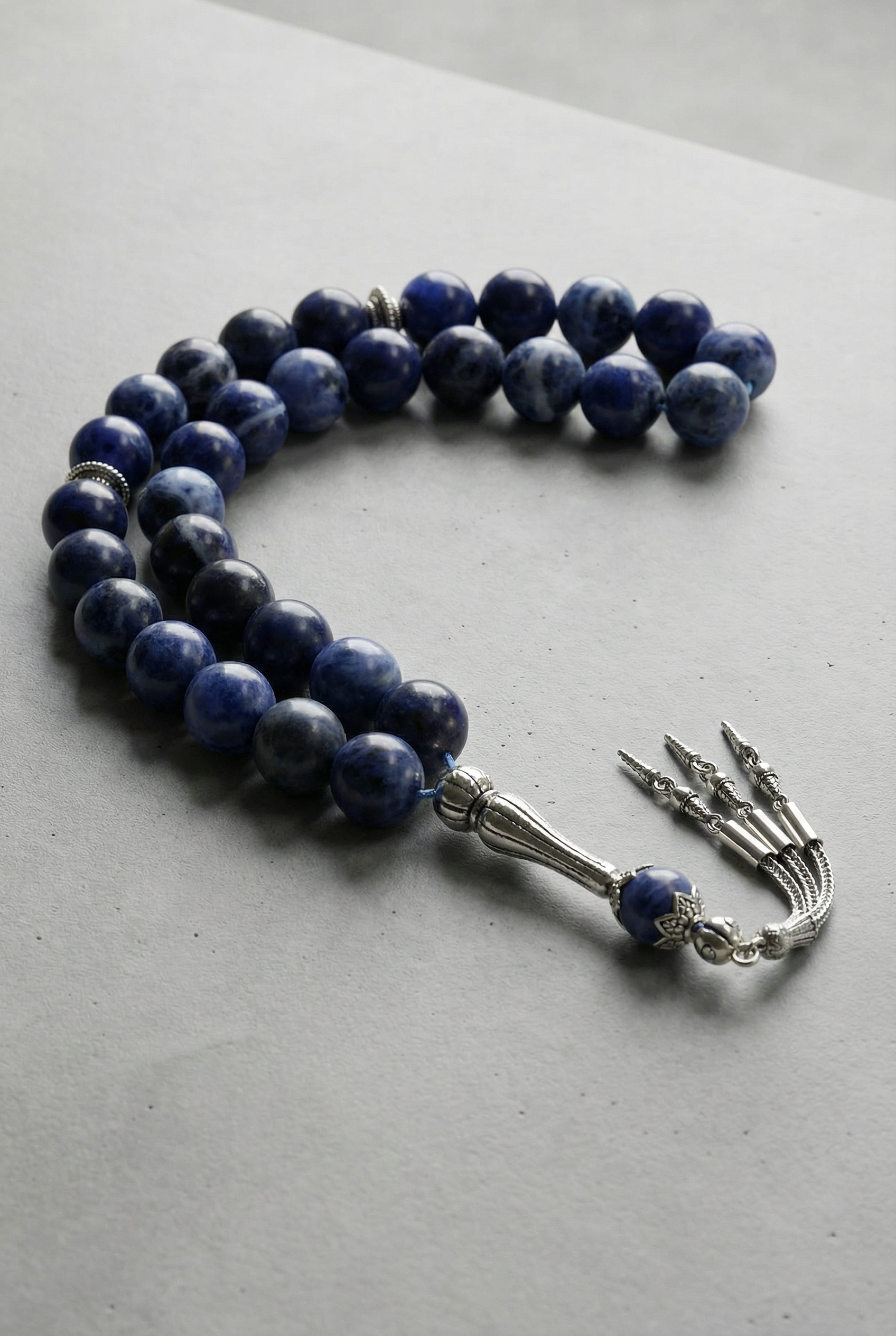 Sodalit Doğal Taş Tesbih – 10 mm Küre Kesim