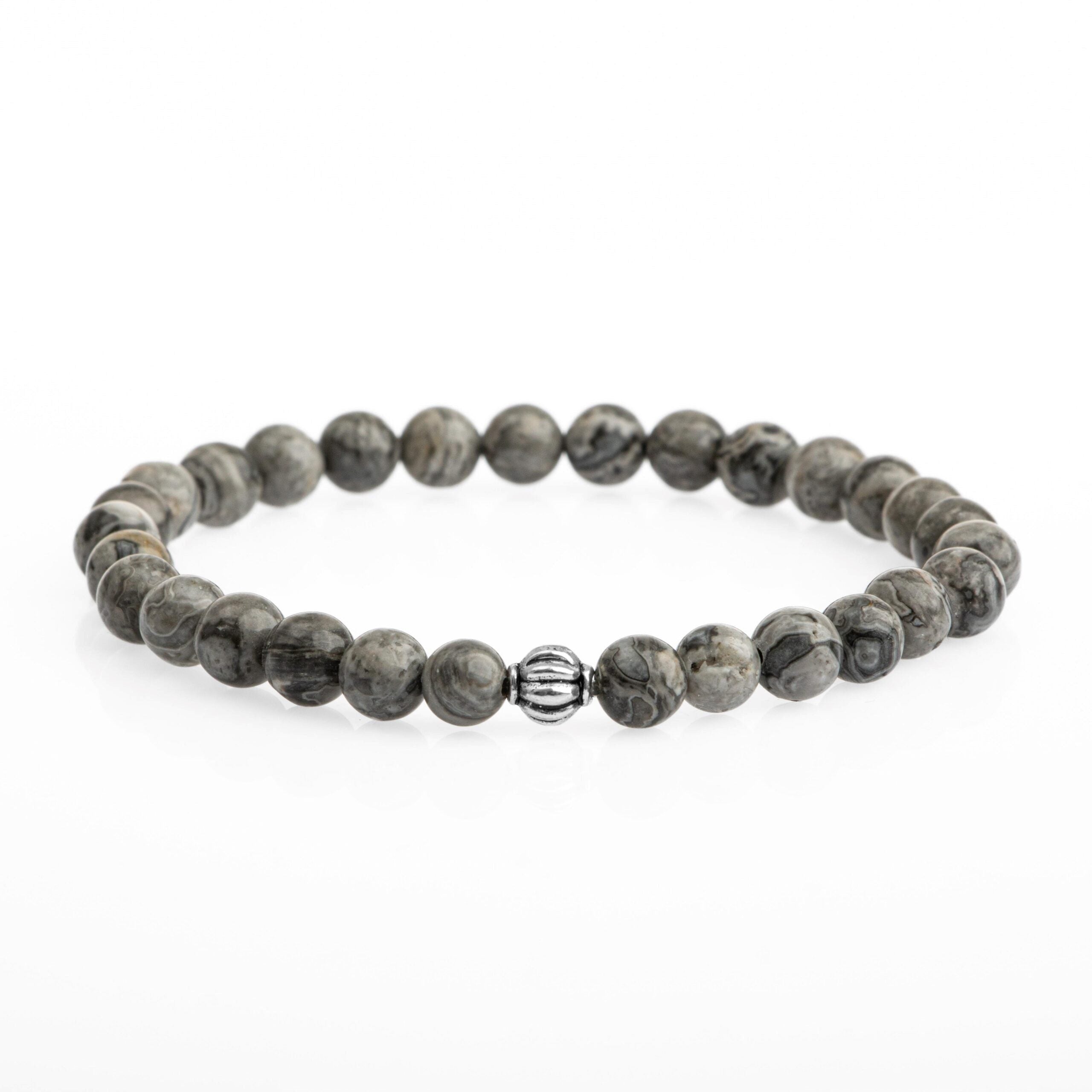 Gri Jasper 6mm Doğal Taş Bileklik