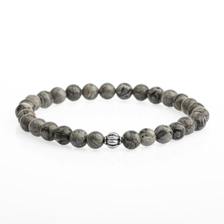 Gri Jasper 6mm Doğal Taş Bileklik
