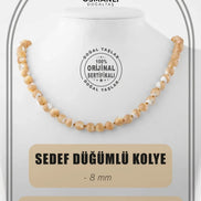 Sedef 8 mm Düğümlü Doğal Taş Kolye