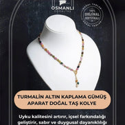 Özel Kesim Turmalin  Altın Kaplama Gümüş Aparat Doğal Taş Bileklik