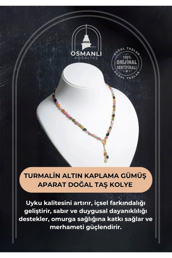 Özel Kesim Turmalin  Altın Kaplama Gümüş Aparat Doğal Taş Bileklik