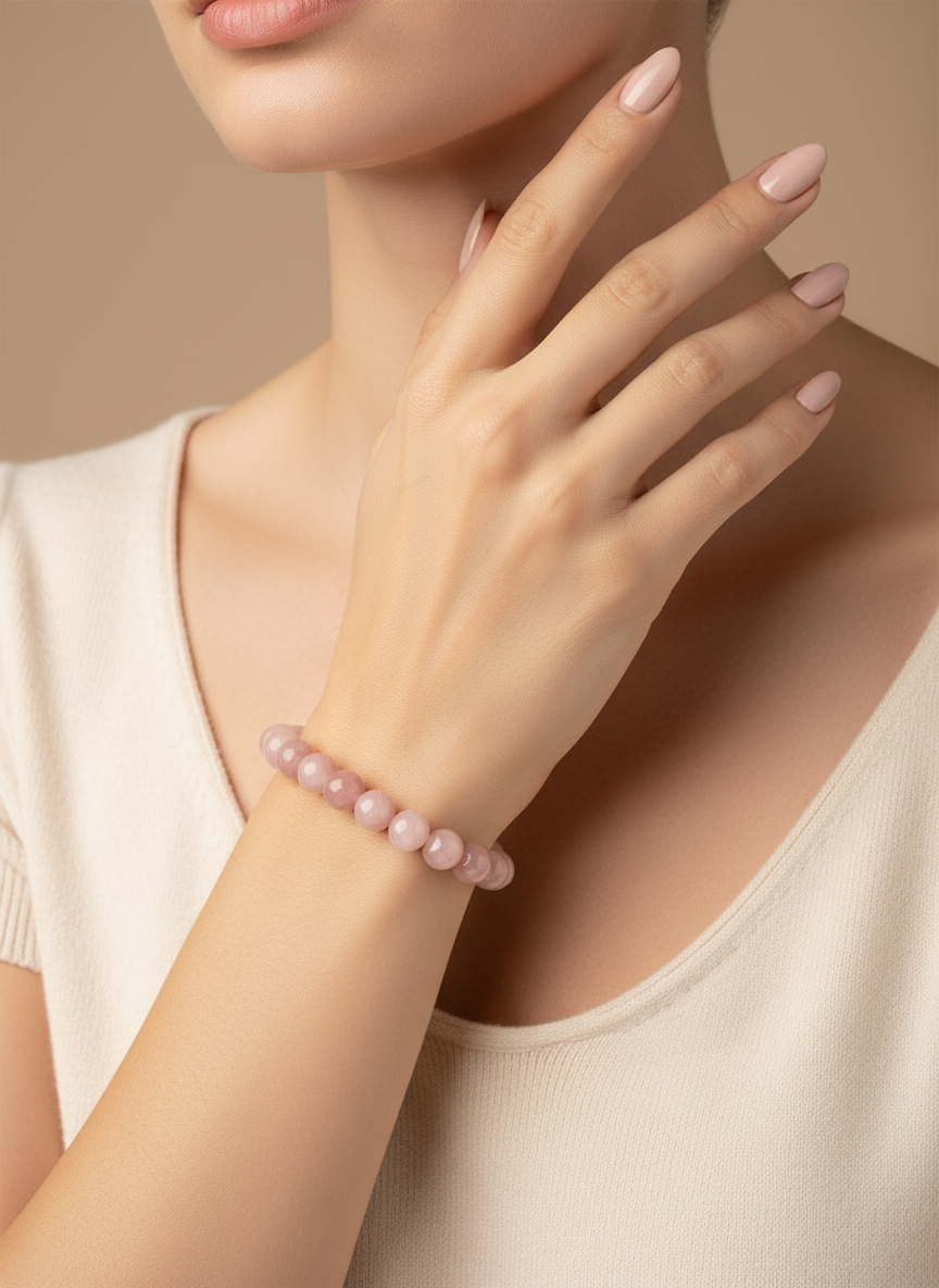 Pembe Kuvars (gül Kuvars) 10mm Doğal Taş Bileklik