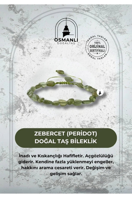 Zebercet (Peridot) Natürel Kesim Doğal Taş Bileklik