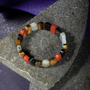 Akrep Burcu Bileklik Dumanlı Kuvars, Golden Obsidyen, Jasper, Kaplan Gözü, Kırmızı Akik, Pembe Kuvars