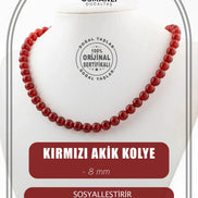 Kırmızı Akik 8 mm Dizi Doğal Taş Kolye
