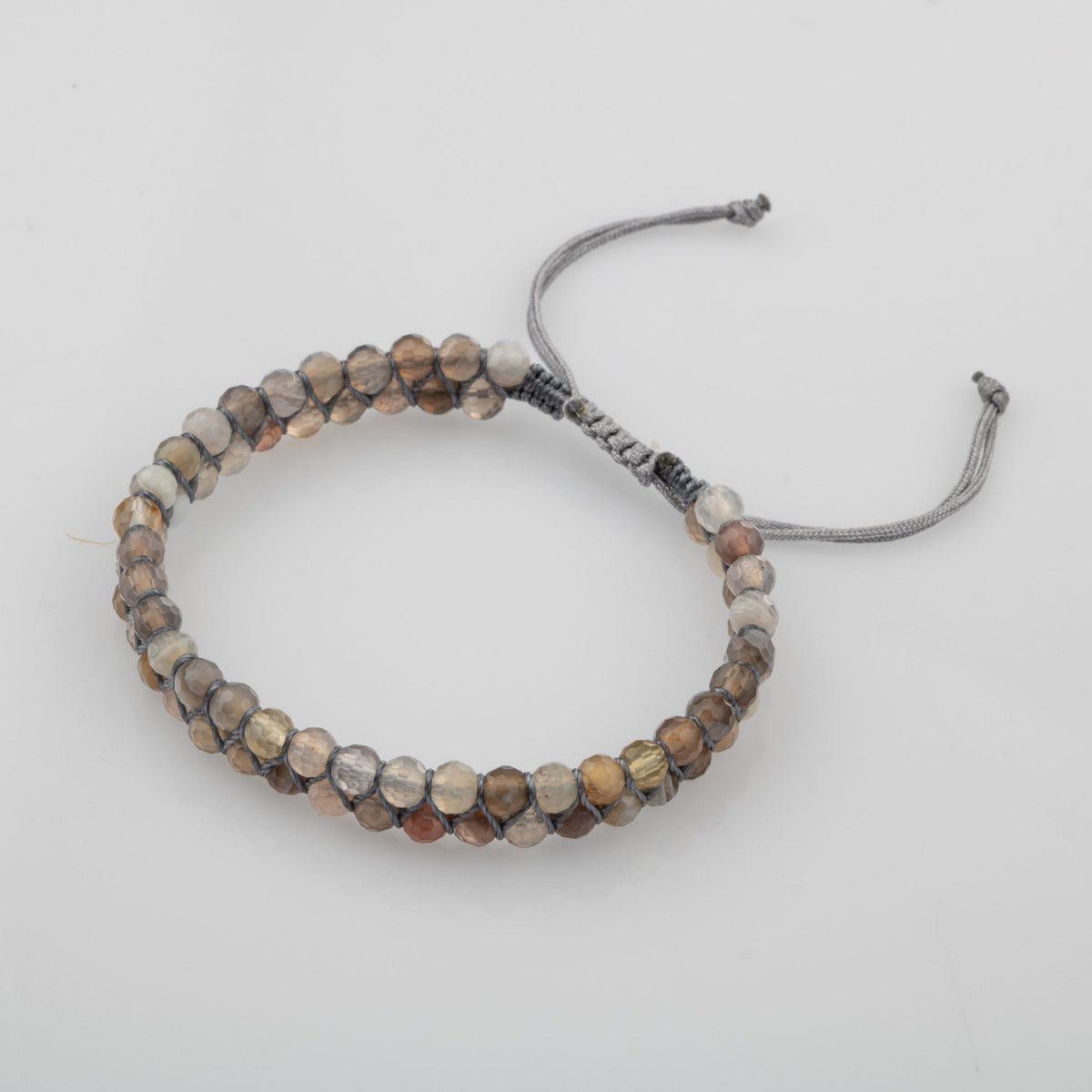Botswana Akiği 3-4 mm Çift Sıra Doğal Taş Bileklik – Unisex El İşçiliği