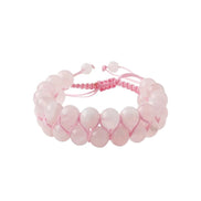 Pembe Kuvars (Gül Kuvars) 8mm Çift Sıra Makrome Doğal Taş Bileklik