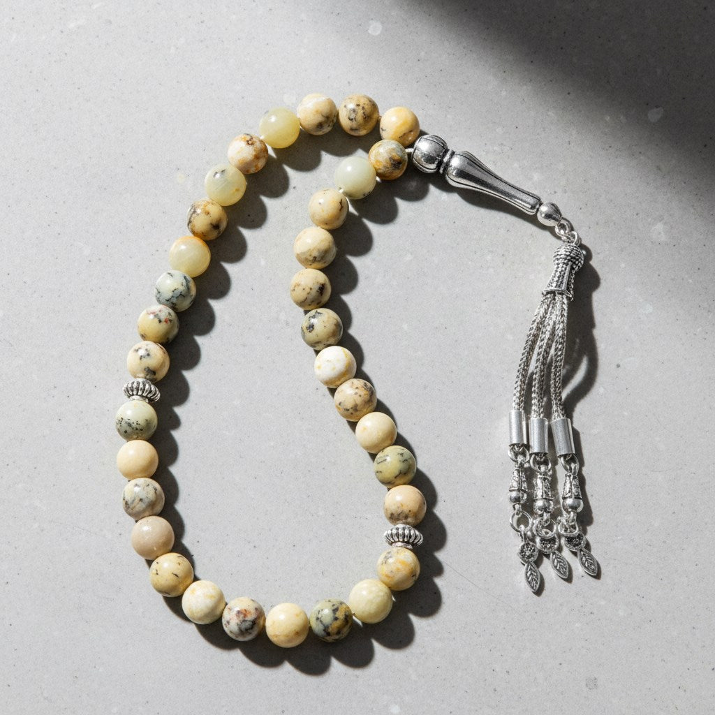 Opal Sarı Doğal Taş Tesbih – 33’lük / 8 mm