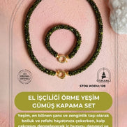 El İşçiliği Örme Yeşim Gümüş Kapama Set (SK:128)