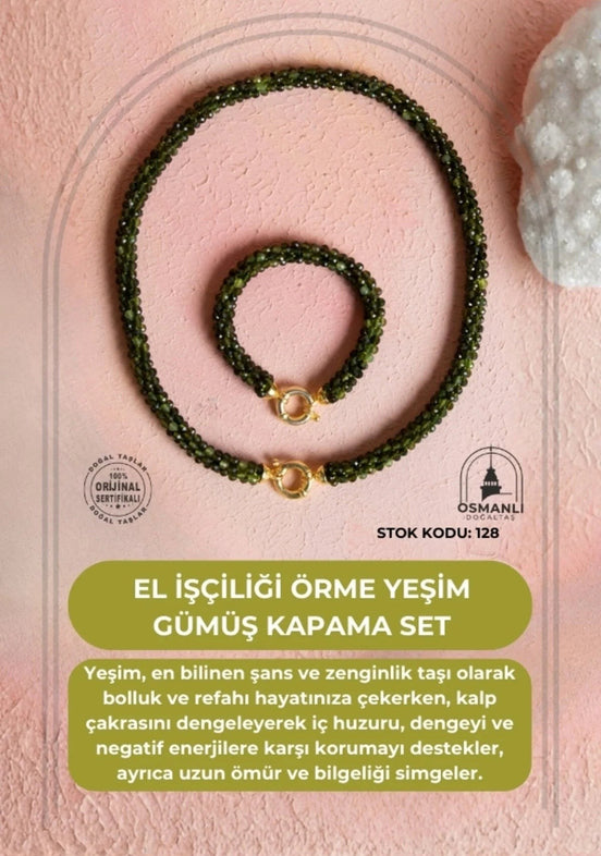 El İşçiliği Örme Yeşim Gümüş Kapama Set (SK:128)