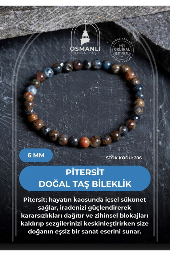 Sertifikalı Pitersit Doğal Taş Bileklik-6 mm (SK:206)