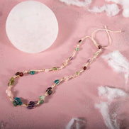 Başak Burcu Kolye Ametist, Bordo Granat Lal, Jasper, Mavi Apatit, Pembe Kuvars, Yeşil Aventurin, Zebercet (Peridot)