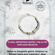 Clara, Krizopras Doğal Taş Altın Kaplama Bileklik