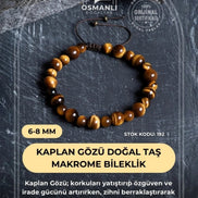 Kaplan Gözü Doğal Taş Makrome Bileklik / 6-8 mm (SK:192)