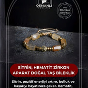 Sertifikalı Sitrin, Hematit Zirkon Aparat Doğal Taş Bileklik