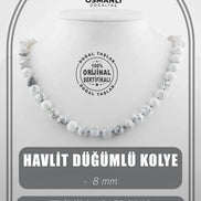 Havlit 8 mm Düğümlü Doğal Taş Kolye