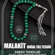 Malakit Doğal Taş Tesbih 33lük - 8mm
