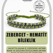 Zebercet-Hematit Doğal Taş Erkek Makrome Bileklik