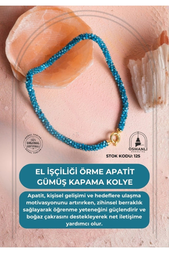 El İşçiliği Örme Apatit Gümüş Kapama Kolye (SK:125)