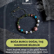 Boğa Burcu Doğal Taş Makrome Bileklik